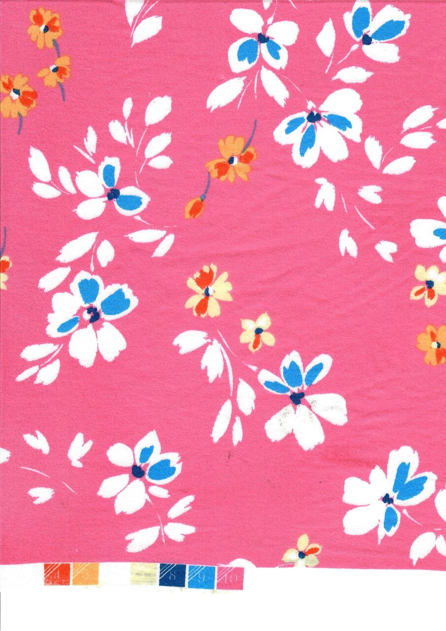1 Yard Pink Hot Floral DTY Brushed Knit Fabric Stretch Soft Material 58/59" Wide